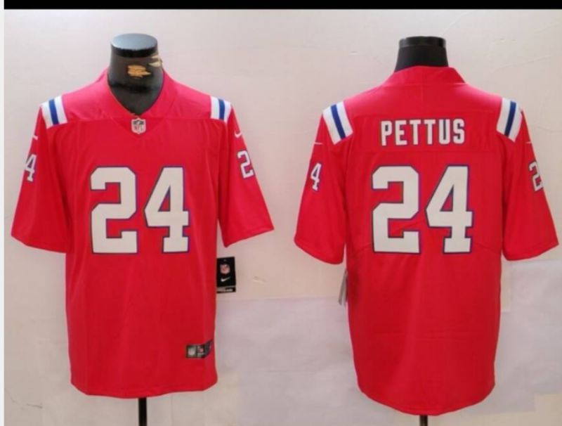 Men 2025 Nike New England Patriots #24 Pettus Red Limited NFL Jersey 01